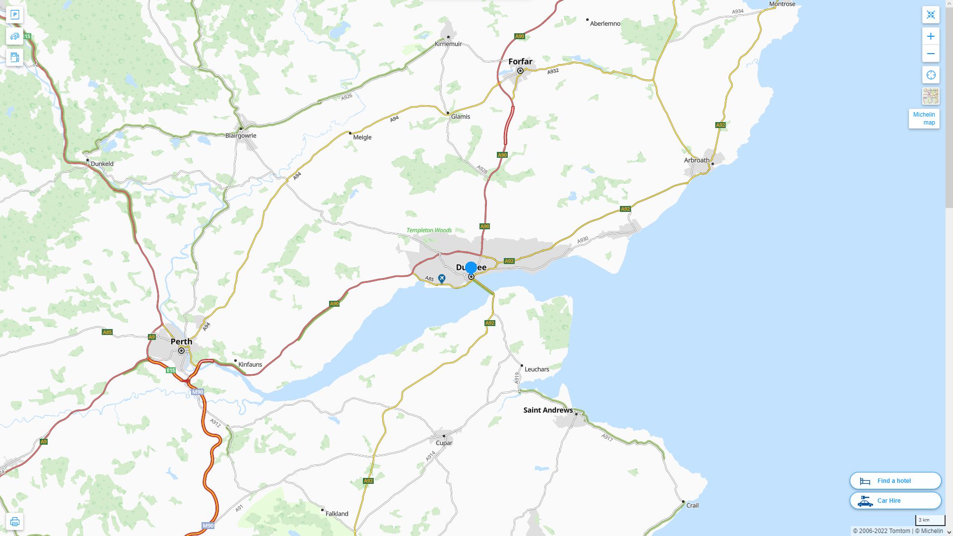 Dundee Royaume Uni Autoroute et carte routiere